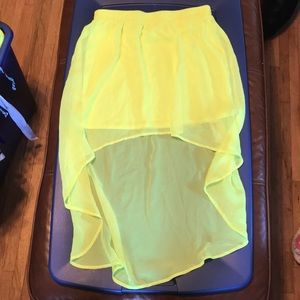 Neon Yellow high-low Skirt